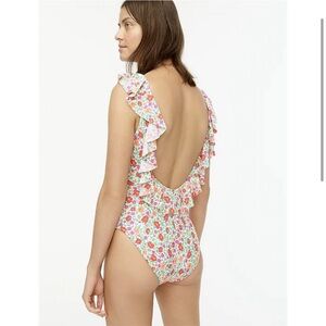 J.Crew Ruffle Scoop-Back One Piece Swim Suit in Storybook Floral Size 16